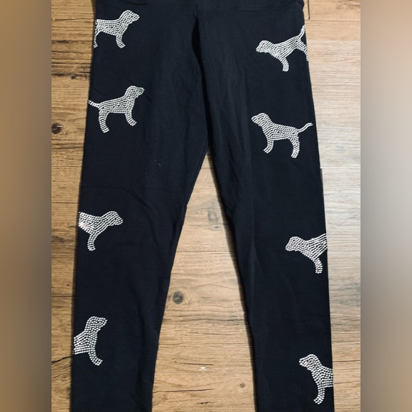 PINK VS RHINESTONE V NECK DOGGIE TSHIRT/ LEGGINGS OUTFIT SET L - Picture 11 of 12